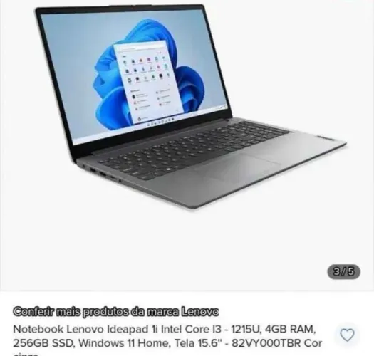 Notebook Intel Core i3 11ª Ger | Windows 11 | SSD 256GB - Excelente Estado