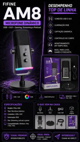Microfone de Mesa Fifine AM8