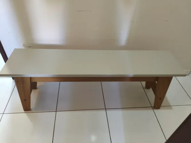 Banco Aurora em MDF Nature e Off White 130x31 cm - Cimol
