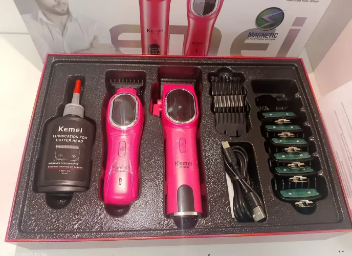 Máquina de corta cabelo completa 2em1 kemei