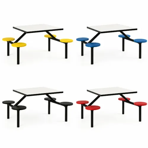 Mesa Refeitório MDP Branco Assento Colorido Design Moderno Durável 50304