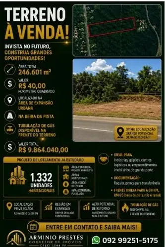 BR 174, KM 05, 250.000m2 na pista r$ 9.840.000