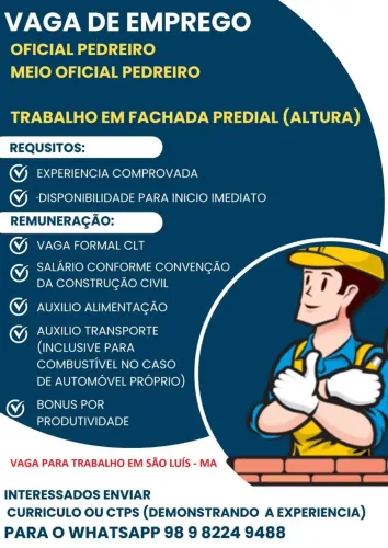 Vaga para oficial e meio oficial