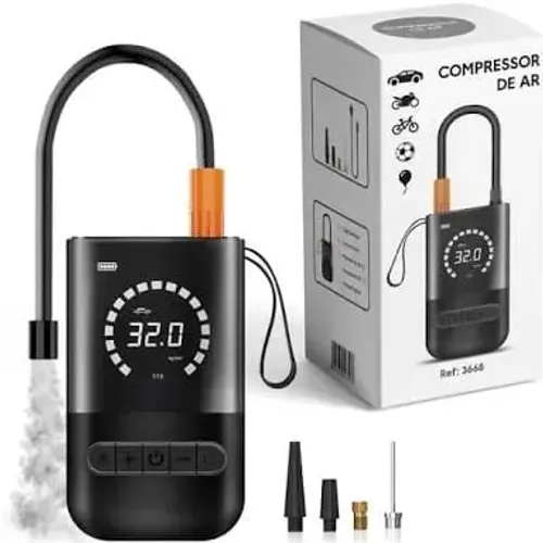 Compressor de ar e carregador portátil de celular powerbank 2 em 1