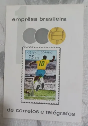 Bloco Comemorativo Selo Pelé Milésimo Gol 1969 Correios