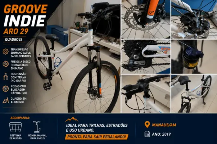 Bike Groove Indie Aro 29 | Shimano Altus 24v | Freios Hidráulicos Shimano | Quadro 15