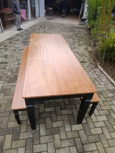 Jogo de mesa em madeira de lei angelim pedra 2,50 metros a pronta entrega