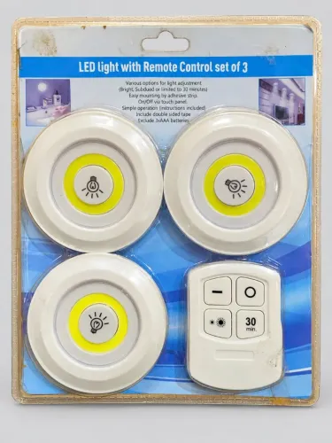 Kit 3 luminárias LED sem fio com controle remoto