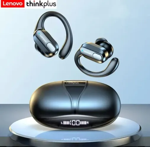 Fone de Ouvido Lenovo XT80 ThinkPlus Bluetooth 5.3 Gancho Esportivo Display LED