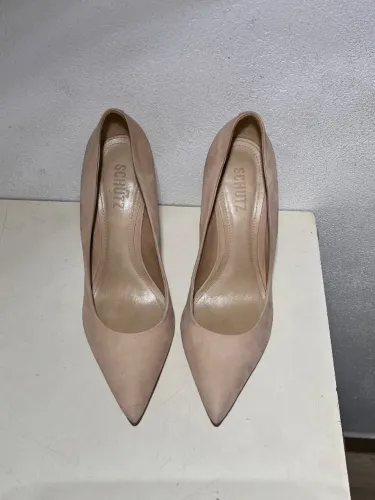 Schutz Scarpin Nobuck Nude I Tamanho: 37