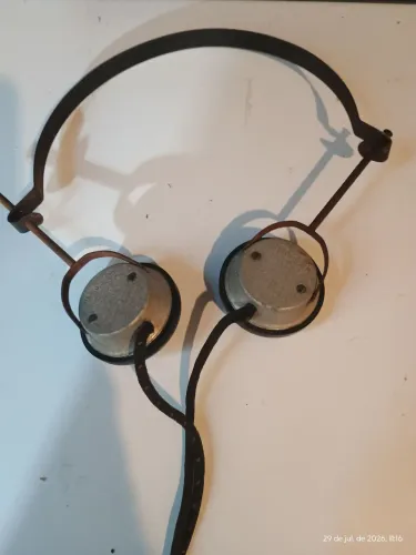 Fones muito antigos de rádio galena (antes das válvulas) em bom estado, fiações de pano