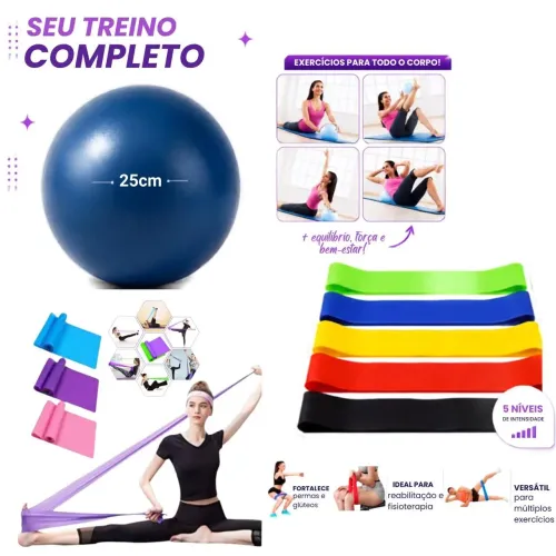 Kit Fisioterapia Completo Faixas + Bola 25cm