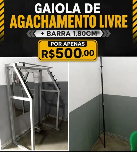 Gaiola de agachamento livre+ barra maciça de 1,80cm 