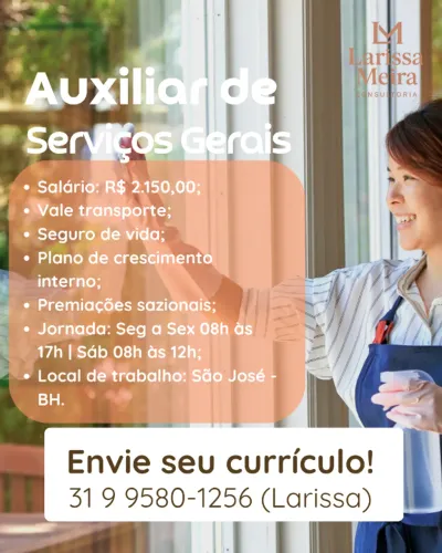 Auxiliar de Limpeza - São José BH