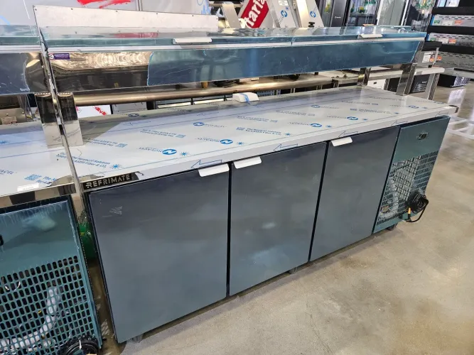balcão refrigerado de inox com condimentadora 2m