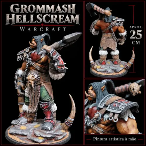 Estátua Grommash Orc World Of Warcraft Warcraft Resina Pintura Manual Action Figure