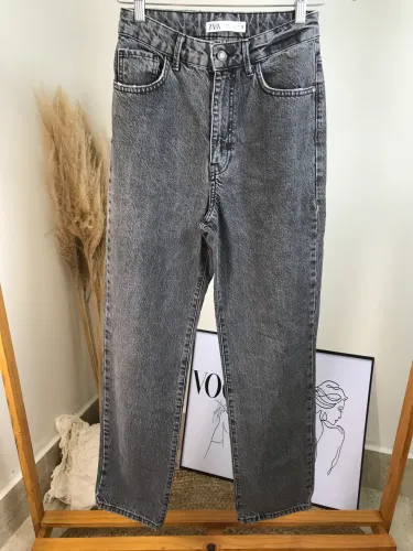 Calça jeans reta cinza zara 36