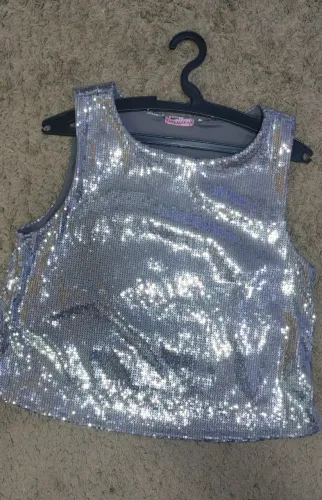 Blusinha cropped prateada tamanho p