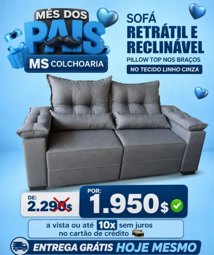 Sofá retrátil e reclinável 2 lugares 
