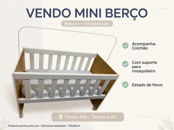 Vende-se mine berço 3 meses de uso