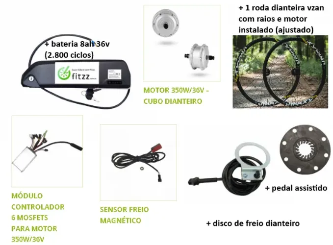 Kit de Conversão E-Bike Aro 29 (Completo com Bateria e Roda)