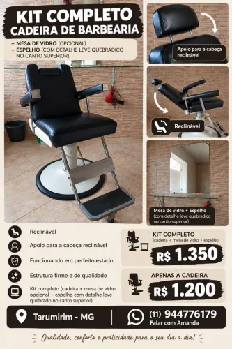 CADEIRA DE BARBEARIA OU KIT COMPLETO DE BARBEARIA