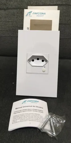 Tomada Inteligente JWCOM WIFi de Embutir na Parede c/ Medidor de Consumo 10A Branca - NOVA