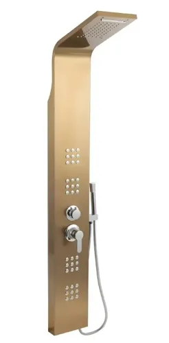 Ducha Vertical com Hidro Pirajuí Pingoo Dourado Escovado - Sofisticação para seu Banheiro