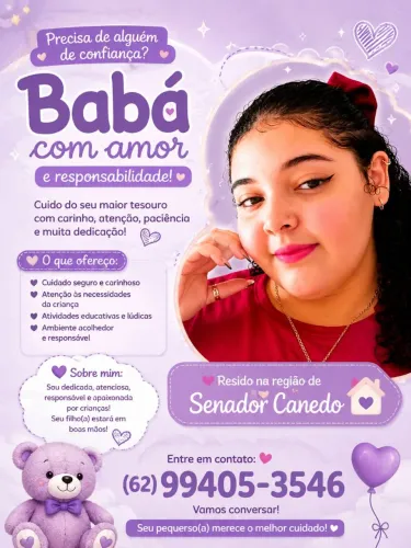 SE PRECISAR DE UMA BABA ENTRE EM CONTATO 