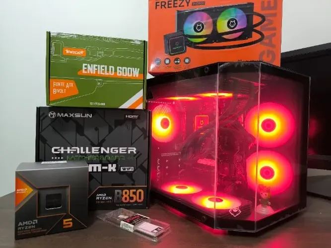 PC GAMER RYZEN 5 8600 | 16GB DDR5 | B850 WIFI | WC (ACEITO TROCA - NOVO - 1 ANO GARANTIA)