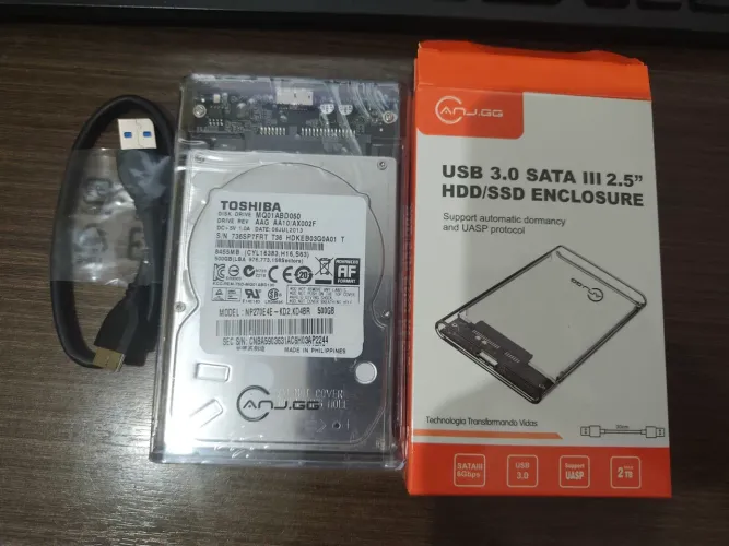 HD externo 500GB Toshiba novo com case cabo USB 