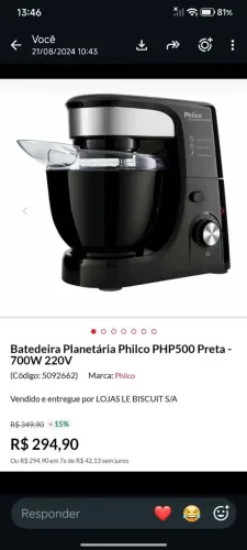 Batedeira planetária philco
