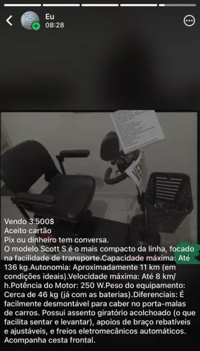 Cadeira de rodas elétrica scooter