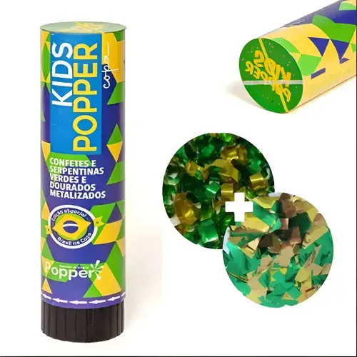 Kit 10 Lança Confete Popper Brasil Festa Aniversário Copa
