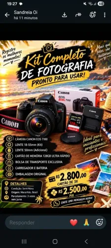 Vende se uma câmera fotográfica semi nova