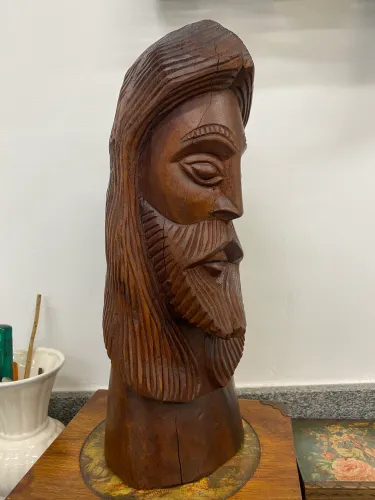 Imagem escultura arte sacra Cristo em madeira 