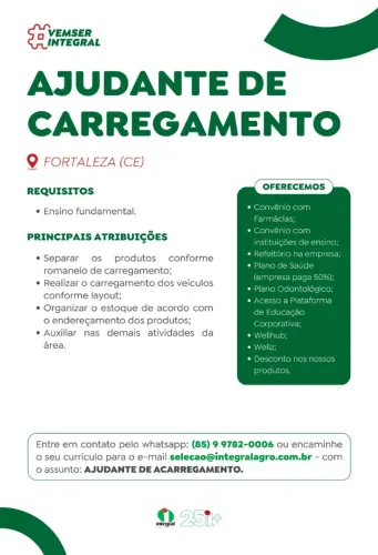 Ajudante de Carregamento - Lagoa Redonda, Messejana