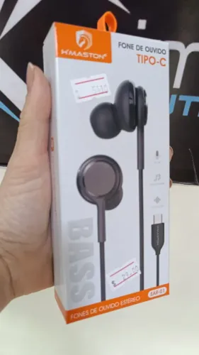 Fone de ouvido Tipo-c Microfone Cabo 1,2 metro H'maston EAR-01 Loja Coimbra Entrega