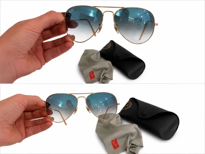 Óculos ray ban aviador lente degrade azul original