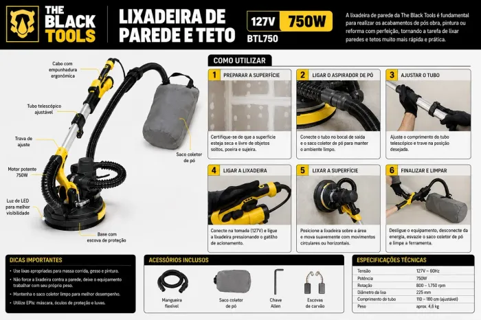 Lixadeira de parede e teto