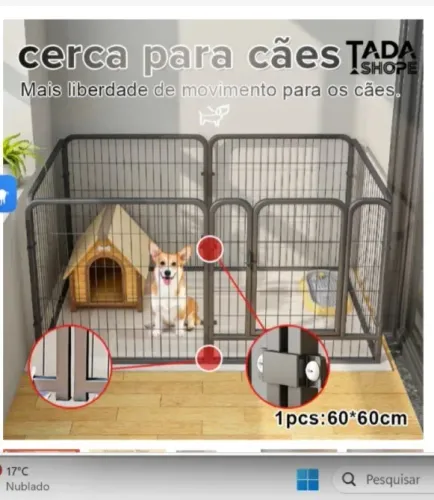 Cercadinho Dobrável para Cachorros 6 Painéis 1,2m Altura para Pets Interior e Exterior