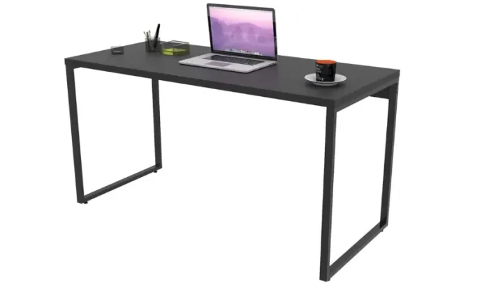 Mesa Escrivaninha Industrial 135cm Trevalla Kuadra ME135-E10 Preto Onix