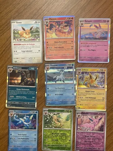 Carta pokemon Eevee, Espeon, Leafeon, Vaporeon, Jolteon, Sylveon, Flareon
