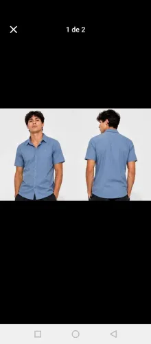 Camisa azul masculino