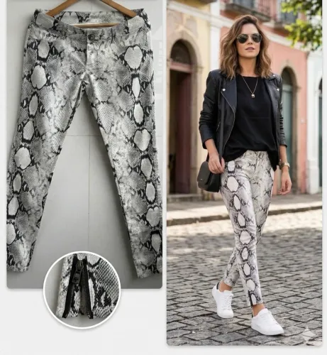 Calça feminina SAWARY Cobra (Python) - NOVA C/ ETIQUETA - Tam 42