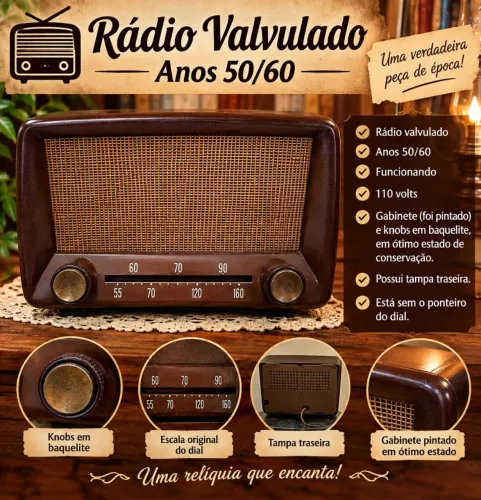 Rádio valvulado funcionando