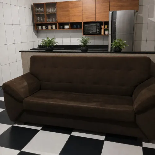 Vendo sofá 3 lugares tecido de camurça