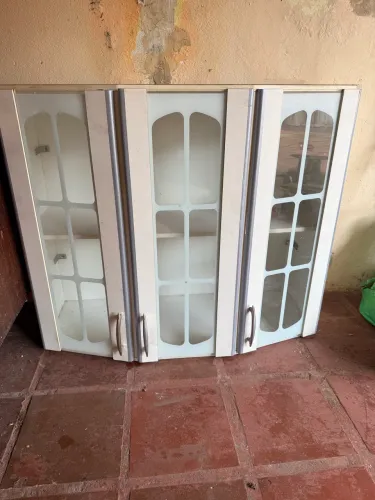 Armário Aéreo de Cozinha 3 Portas com Vidro
