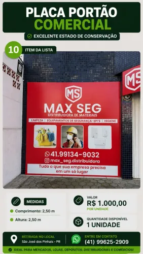 Placa para Portão Comercial 2,50 x 2,50 m em Metalon
