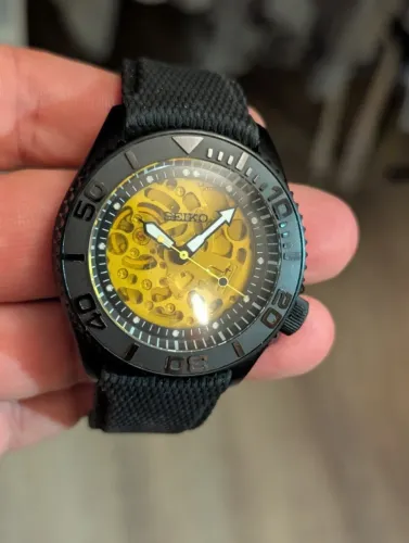 Relógio SEIKO MOD Diver preto com calibre NH70A Esqueleto